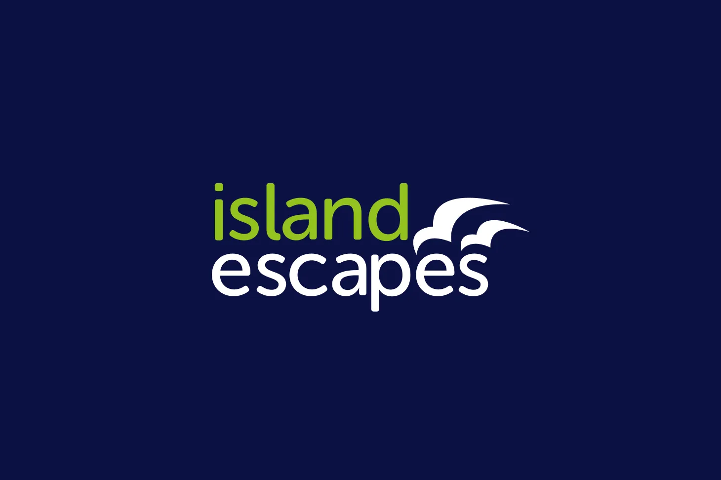 Island Escapes logo on a dark navy background, designed by DotPerformance for the Isle of Man self-catering accommodation brand